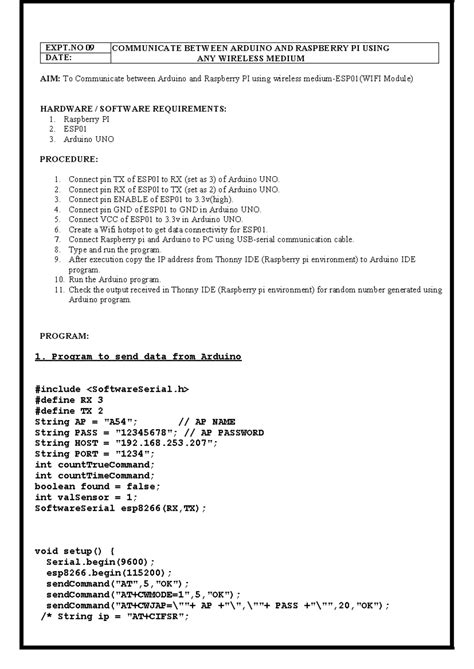 EXP-9 Communicate between Arduino and Raspberry PI using any wireless ...