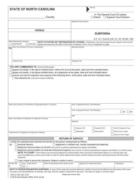 Rule 45 Subpoena a in GENERAL 1 Form DC Courts - Fill Out and Sign ...
