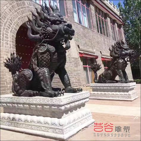 铸铜麒麟-狮子麒麟-曲阳县艺谷园林雕塑有限公司
