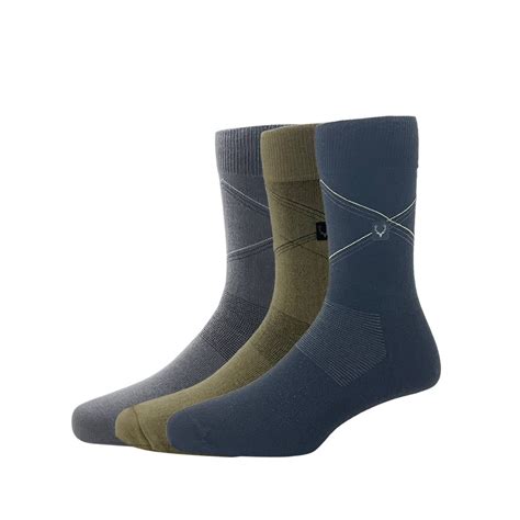 Allen Solly Mens Cotton Full Length Socks (Pack Of 3) Dark Grey, Black ...