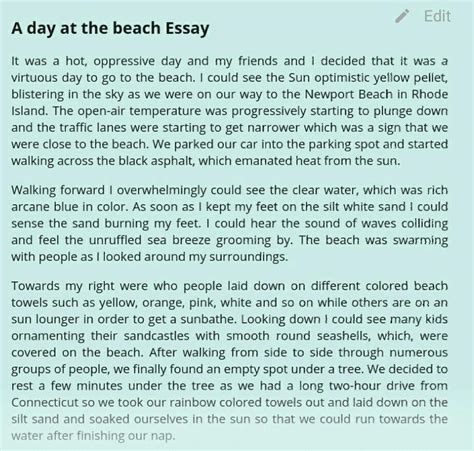 a day at the beach paragraph writing - Brainly.in