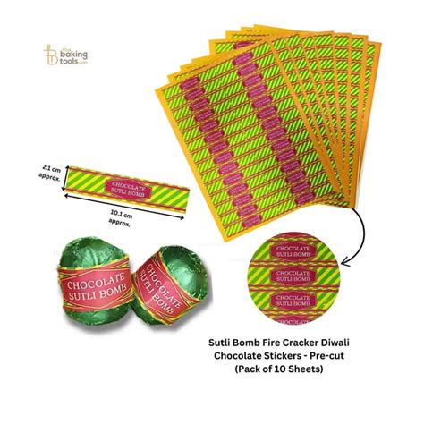 Sutli Bomb Fire Cracker Diwali Chocolate Stickers - Pre-cut (Pack of 10 ...