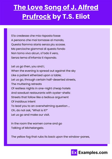 The Love Song of J. Alfred Prufrock Poem by T.S. Eliot ,Download Pdf