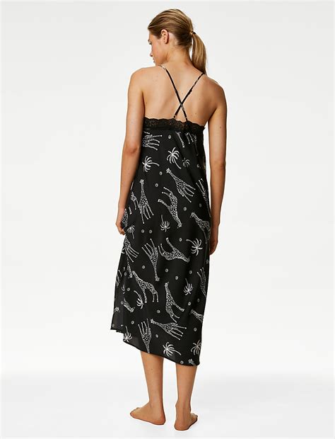 Buy Dream Satin™ Giraffe Print Long Chemise at Marks & Spencer