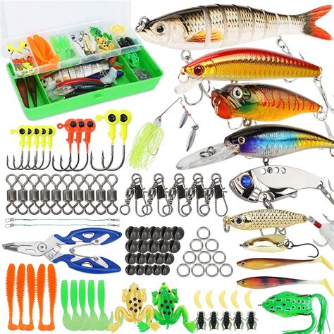 Fishing Lures Tackle Box Starter Set for Bass, Trout, Salmon - Fresh ...