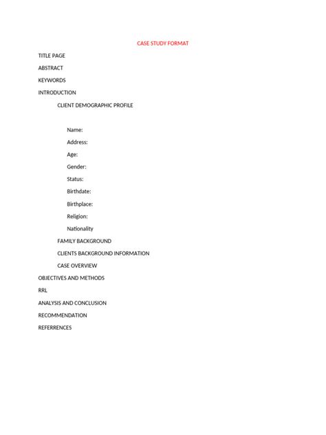 Image result for Example of a Case Study Format