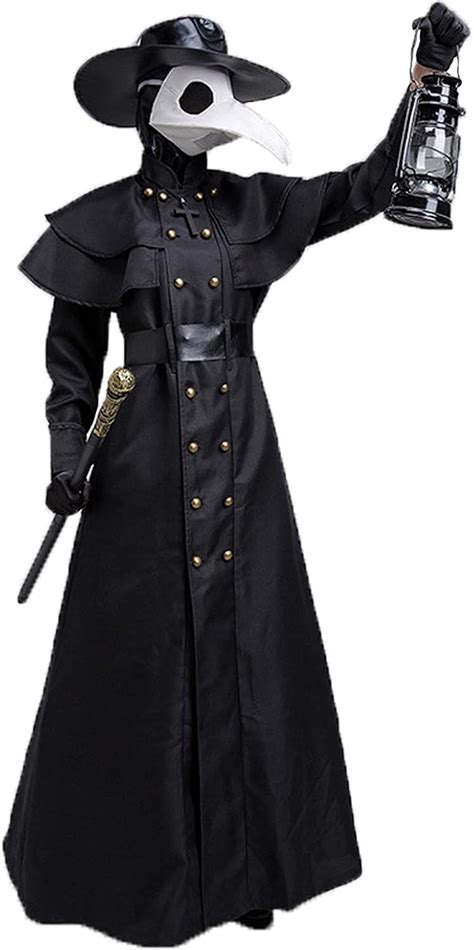 Buy DGMJ Black Plague Outfit Men Halloween Party Warlock Coat Steampunk ...