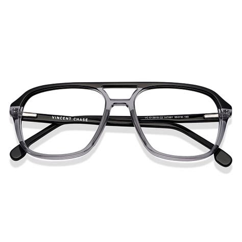 Buy Black Grey Transparent Black Full Rim Square Vincent Chase Classic ...