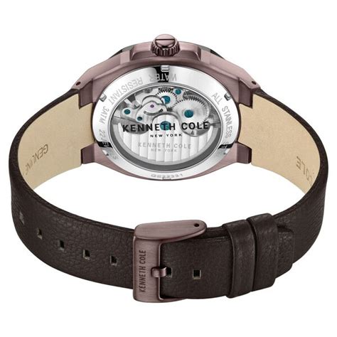 Buy Online Kenneth Cole Automatic Grey Dial Brown Leather Strap Watch ...
