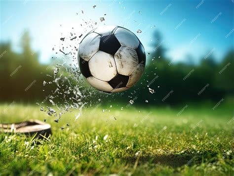 Person kicking soccer ball in the style of focus stacking | Premium AI ...