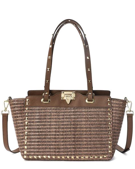 Tiffany & Fred Paris Raffia & Leather Tote in Brown | Lyst