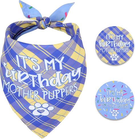 Amazon.com : Gofshy Dog Birthday Bandana Reversible Multi Size Offered ...