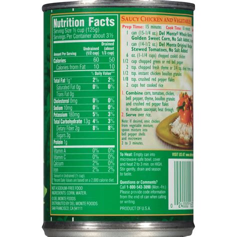 Del Monte Canned Corn Nutrition Facts - Apartments and Houses for Rent