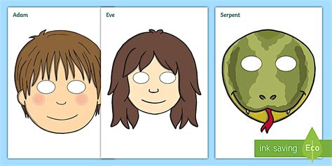 Black and White Adam and Eve Creation Story Role Play Masks