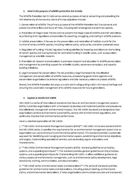 EM Question Answer - what is the purpose of wildlife protection Act in ...