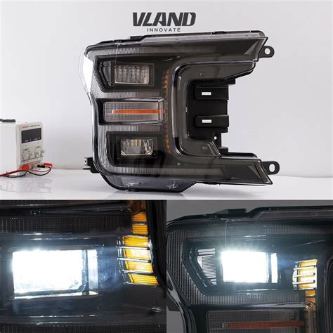 Buy VL Black LED Headlights for Ford F-150 2018-2020 LED DRL Projector ...