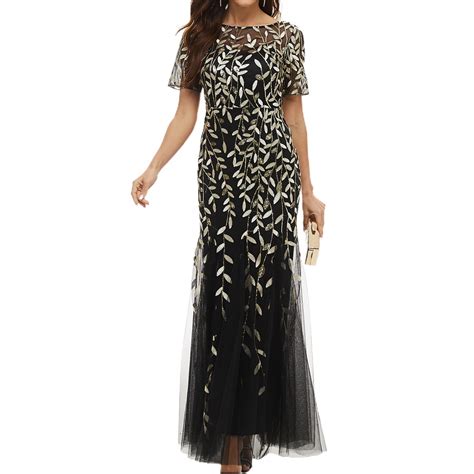 SWSMCLT Women's Sequin Dress Floor Length Semi Formal Sparkle Maxi ...