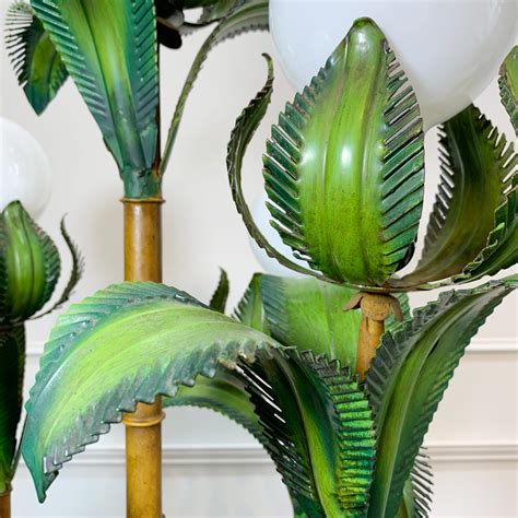 1950's Italian Green Faux Bamboo Palm Tree Floor Lamp For Sale at 1stDibs