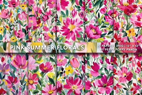 Pink Summer Florals Background Texture Graphic by Peppy Poppy Panda ...