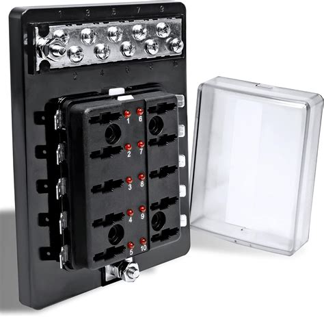 Buy 10 Way Blade Fuse Block with Ground Negative Bus bar for Automotive ...