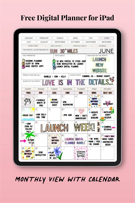 Free Digital Planner for iPad (Hyperlinks, Habits, Goals, & Bujo ...