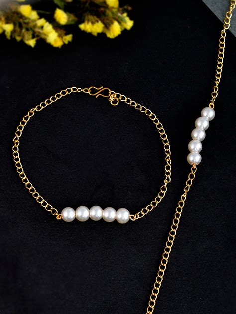 Buy Golden Pearl Anklets for Women Online at Silvermerc | SBA9C_305 ...