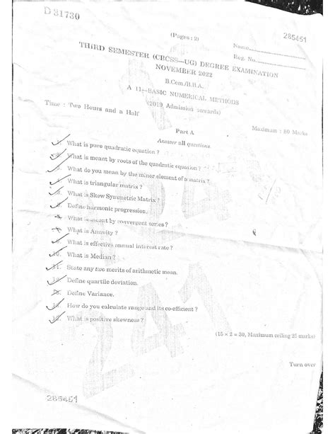 Third semester BBA Basic Numerical Methods question paper 2022 - Studocu