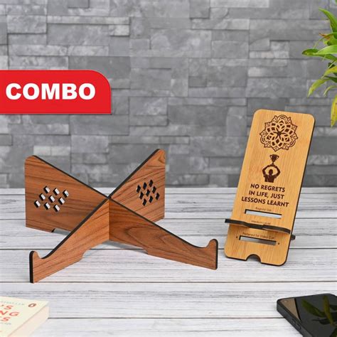 GIFT KYA DE Cross Laptop Stand With Mobile Stand - Brown Portable ...