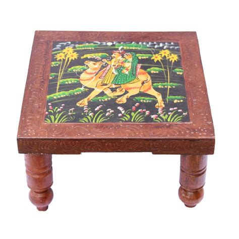 APKAMART The Online Shop Handicraft Wooden Chowki or Bajot (12 Inch ...