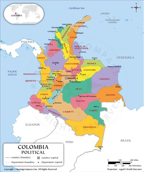 Colombia Department Map, Colombia Political Map