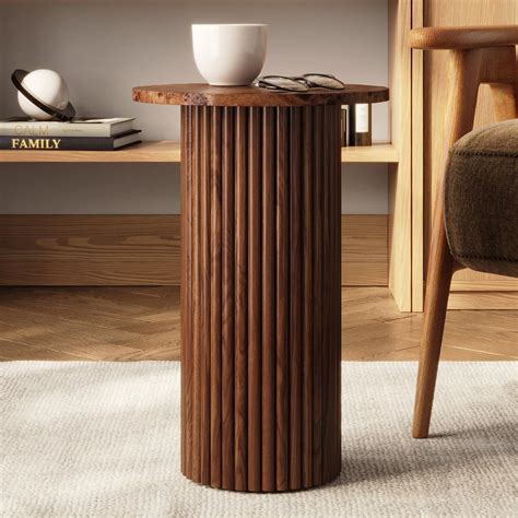Buy Round Fluted Accent Side Table - Small Drink Table - Living Room ...