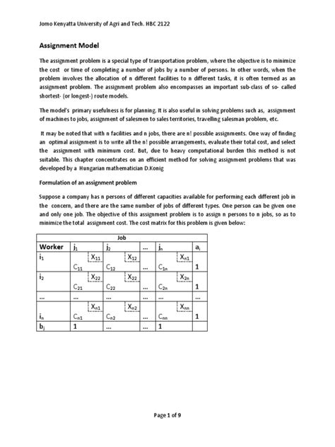 Image result for Assignment Model in Decision Science Example