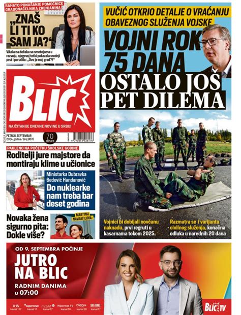 Novine: "Regruti od marta ponovo u kasarne"; "Vojni rok 75 dana" - B92