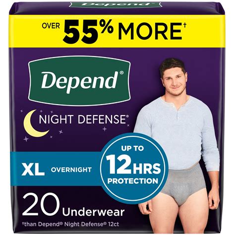 Depend Night Defense Incontinence Underwear for Men, Adult Diapers, XL ...