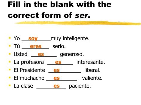 What Form Of Ser Goes With Tu at Oscar Godson blog