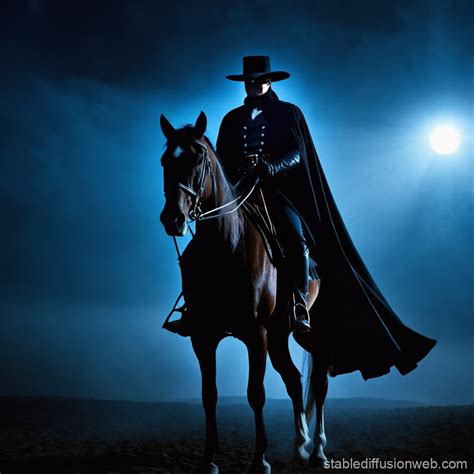 Silhouette Of Zorro Riding Horse