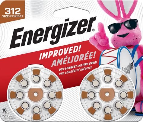 Energizer Hearing Aid Batteries Size 312, Brown Tab, 16 Pack - Walmart ...