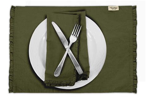 Buy Vargottam Dark Olive Green Home Decor Washable Dining Table Mats ...