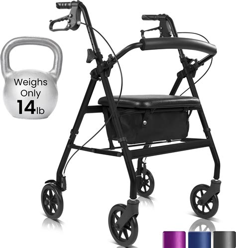 Amazon.com: Vive Mobility Ultra Lightweight Rollator Walker with Seat - Foldable, Narrow ...