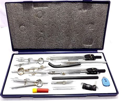 ENGINEERING DRAWING INSTRUMENTS BOX GEOMETRY BOX WITH SET OF 13 PARTS ...