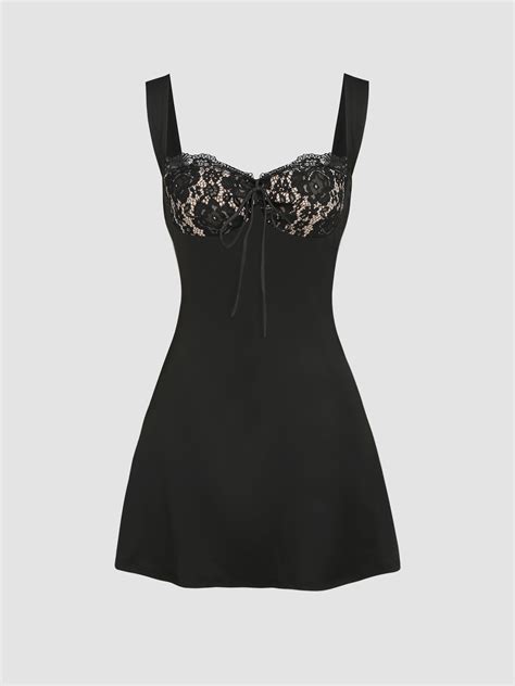 Lace Sweetheart Knotted Mini Dress - Cider