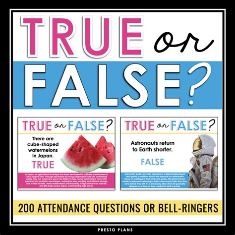 Attendance Questions or Daily Bell Ringers - True or False Questions ...