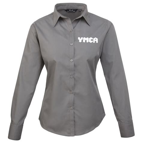 Womens Long Sleeved Shirt in Grey (PR300) - YMCA Merchandising