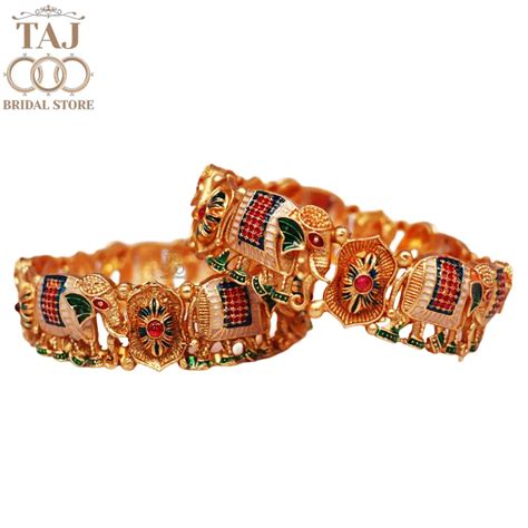 Rajwadi Rajasthani Kada Bangles Pair With Latest Elephant Motifs – Taj ...