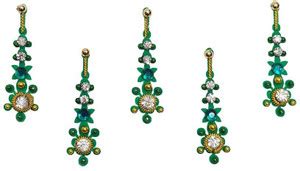 Comet Busters Traditional Long Green Bindis (BV030) Forehead Green ...
