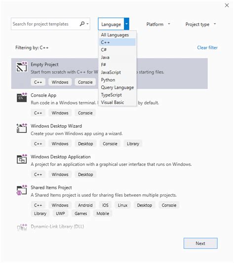 How to Start a Project in Visual Studio 2019 的图像结果
