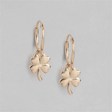 Cutest Quadrifoliate Leaf Rose Gold Plated Earring - Valentine's Gift ...