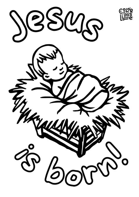 Jesus is born coloring page for kids