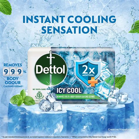 Buy DETTOL ICY COOL BATHING SOAP BAR WITH 2X MENTHOL 150G PACK OF 5 ...