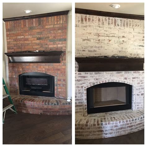 German Smear Brick Fireplace Makeover
